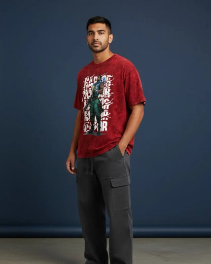 Harbor – Tidal Force Valorant Acid Wash Tee | Bold Gamer Streetwear - Maroon / XS - Valorant