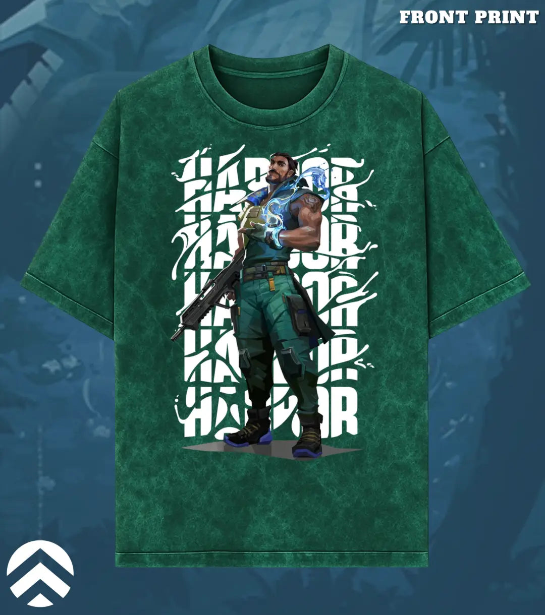 Harbor – Tidal Force Valorant Acid Wash Tee | Bold Gamer Streetwear - Valorant
