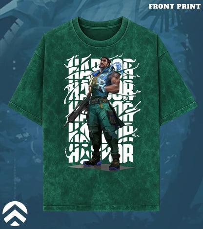 Harbor – Tidal Force Valorant Acid Wash Tee | Bold Gamer Streetwear - Valorant
