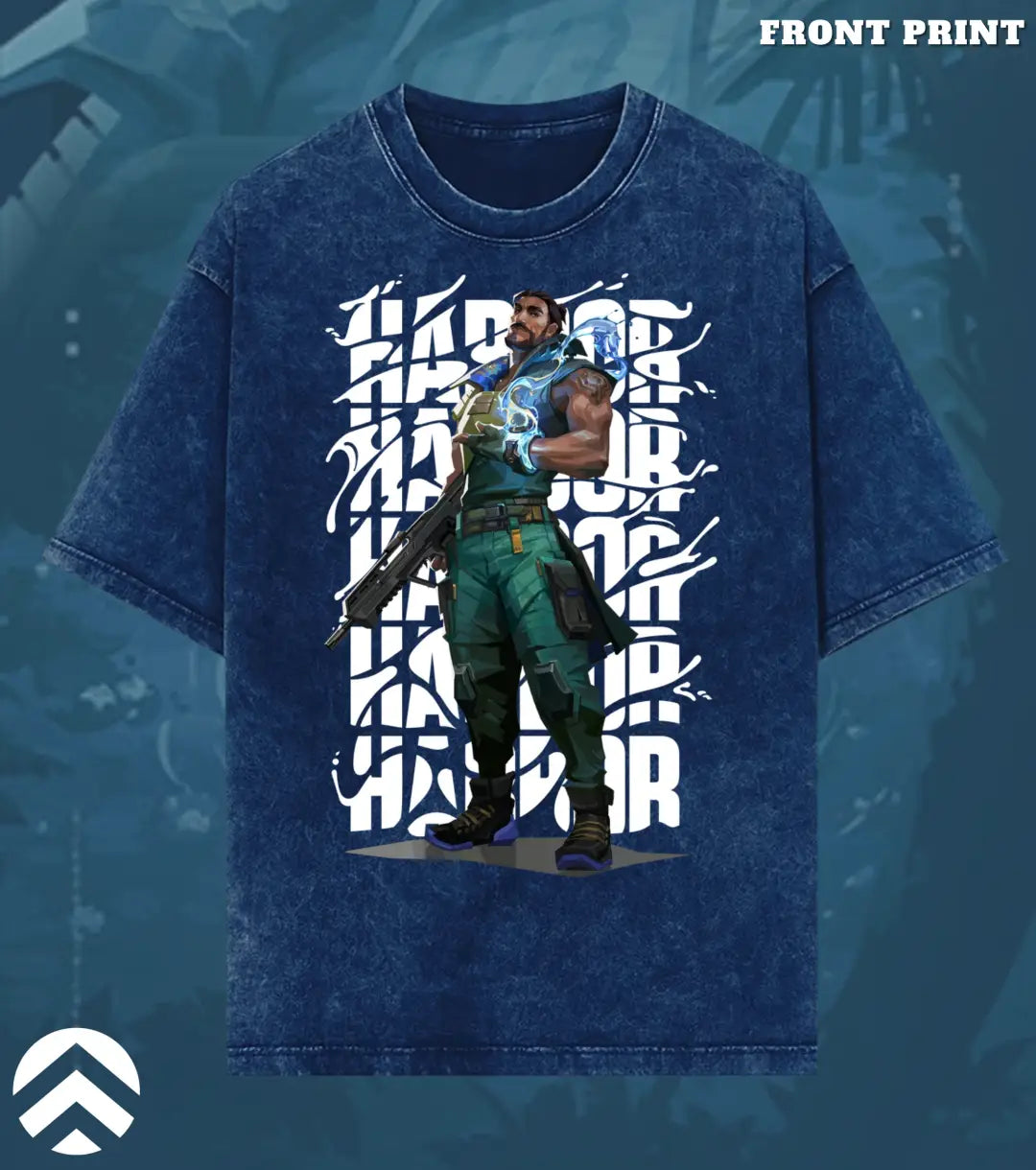 Harbor – Tidal Force Valorant Acid Wash Tee | Bold Gamer Streetwear - Valorant