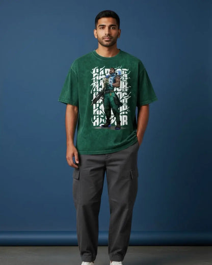 Harbor – Tidal Force Valorant Acid Wash Tee | Bold Gamer Streetwear - Bottle Green / XS - Valorant