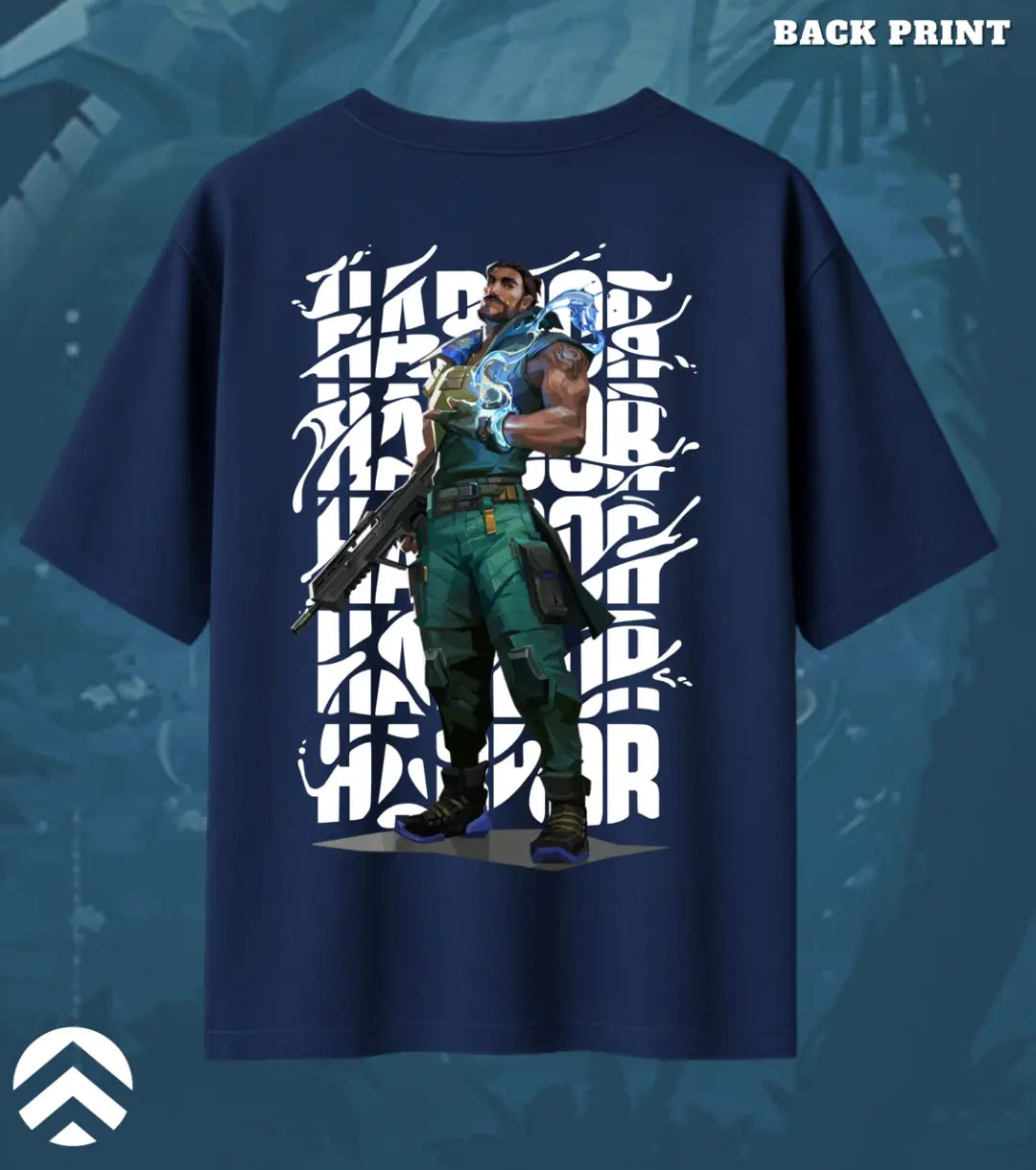 Harbor – Tidal Force Valorant Oversized T Shirt | Built for Big Plays - Navy / XS / 180GSM - Valorant
