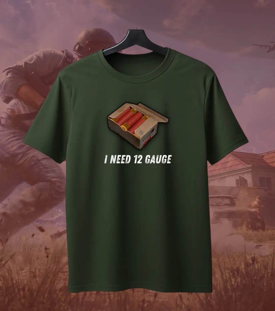 I Need Ammo BGMI T-Shirt | PUBG Battle Royale Meme Tee - 12 Gauge / S / Bottle Green - BGMI/PUBG