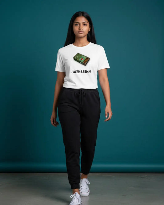 I Need Ammo BGMI T-Shirt | PUBG Battle Royale Meme Tee - 5.56mm / S / White - BGMI/PUBG