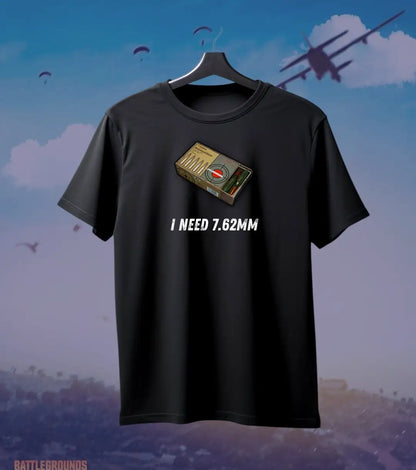 I Need Ammo BGMI T-Shirt | PUBG Battle Royale Meme Tee - 7.62mm / S / White - BGMI/PUBG