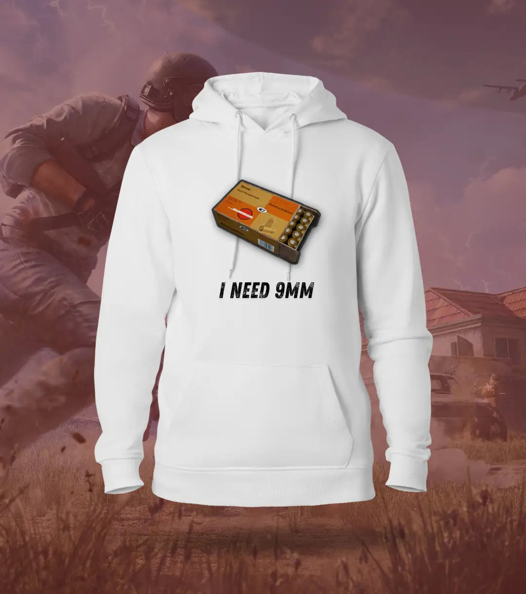 I Need Ammo – Loot Rush BGMI Hoodie | 300 GSM Brushed Fleece - White / XS / 9 mm - BGMI/PUBG