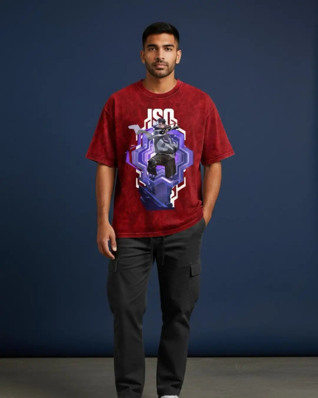 Iso – Reality Fracture Valorant Acid Wash Tee | Bold Gamer Streetwear - Maroon / XS - Valorant