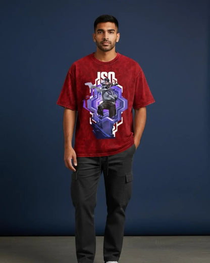 Iso – Reality Fracture Valorant Acid Wash Tee | Bold Gamer Streetwear - Maroon / XS - Valorant
