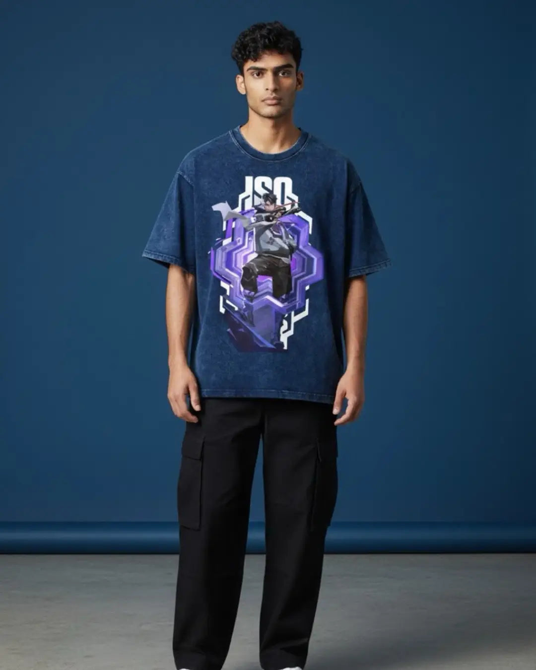 Iso – Reality Fracture Valorant Acid Wash Tee | Bold Gamer Streetwear - Navy / XS - Valorant