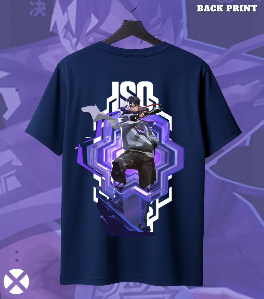Iso - Solo Strike Valorant T Shirt | Silent Assassin Tee - Back (Dual Print) / Navy / S - Valorant