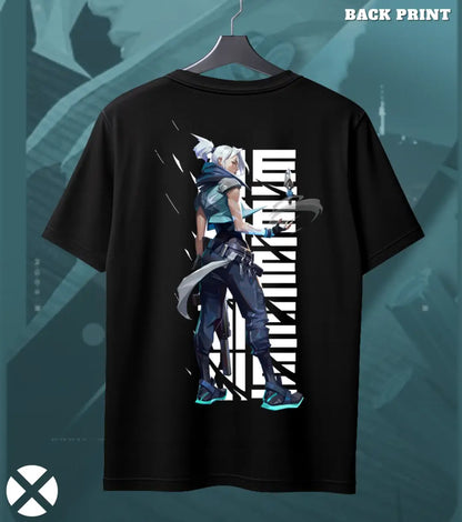 Jett - Storm Unleashed Valorant T Shirt | Fast & Fearless Tee - Back (Duel Print) Black / S - Valorant