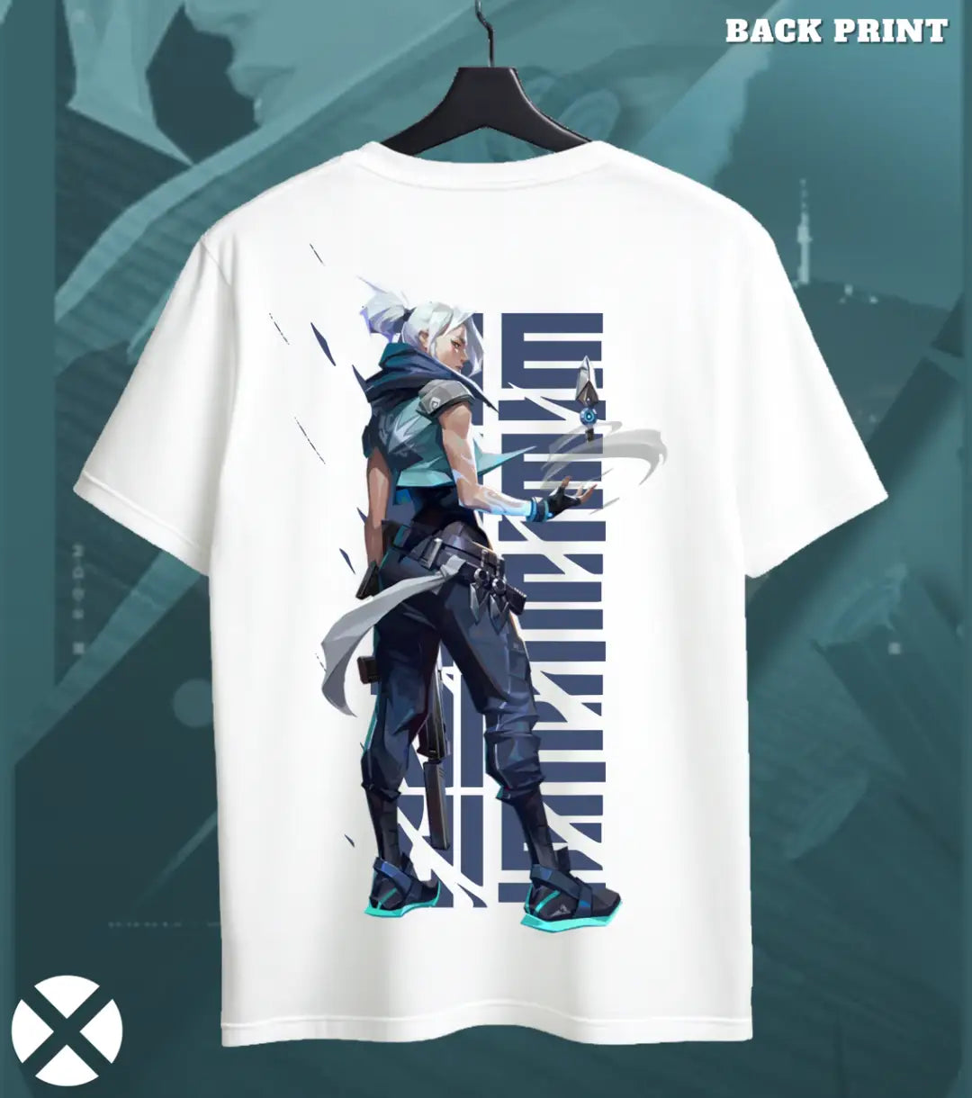 Jett - Storm Unleashed Valorant T Shirt | Fast & Fearless Tee - Back (Duel Print) White / S - Valorant