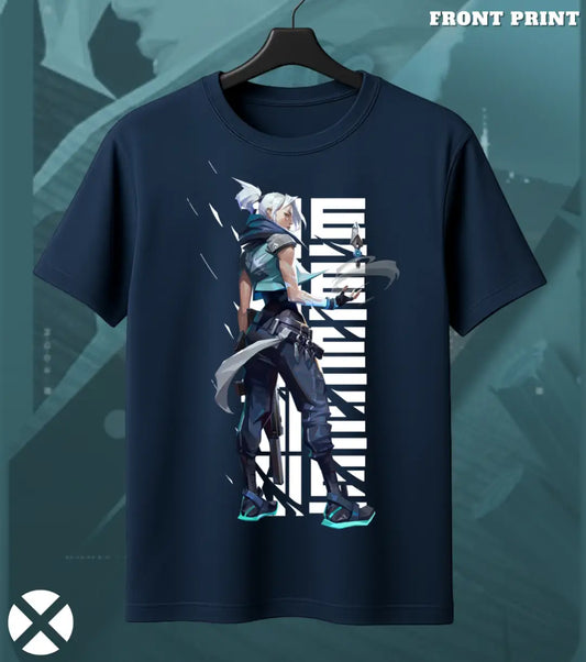 Jett - Storm Unleashed Valorant T Shirt | Fast & Fearless Tee - Front Only / Navy / S - Valorant