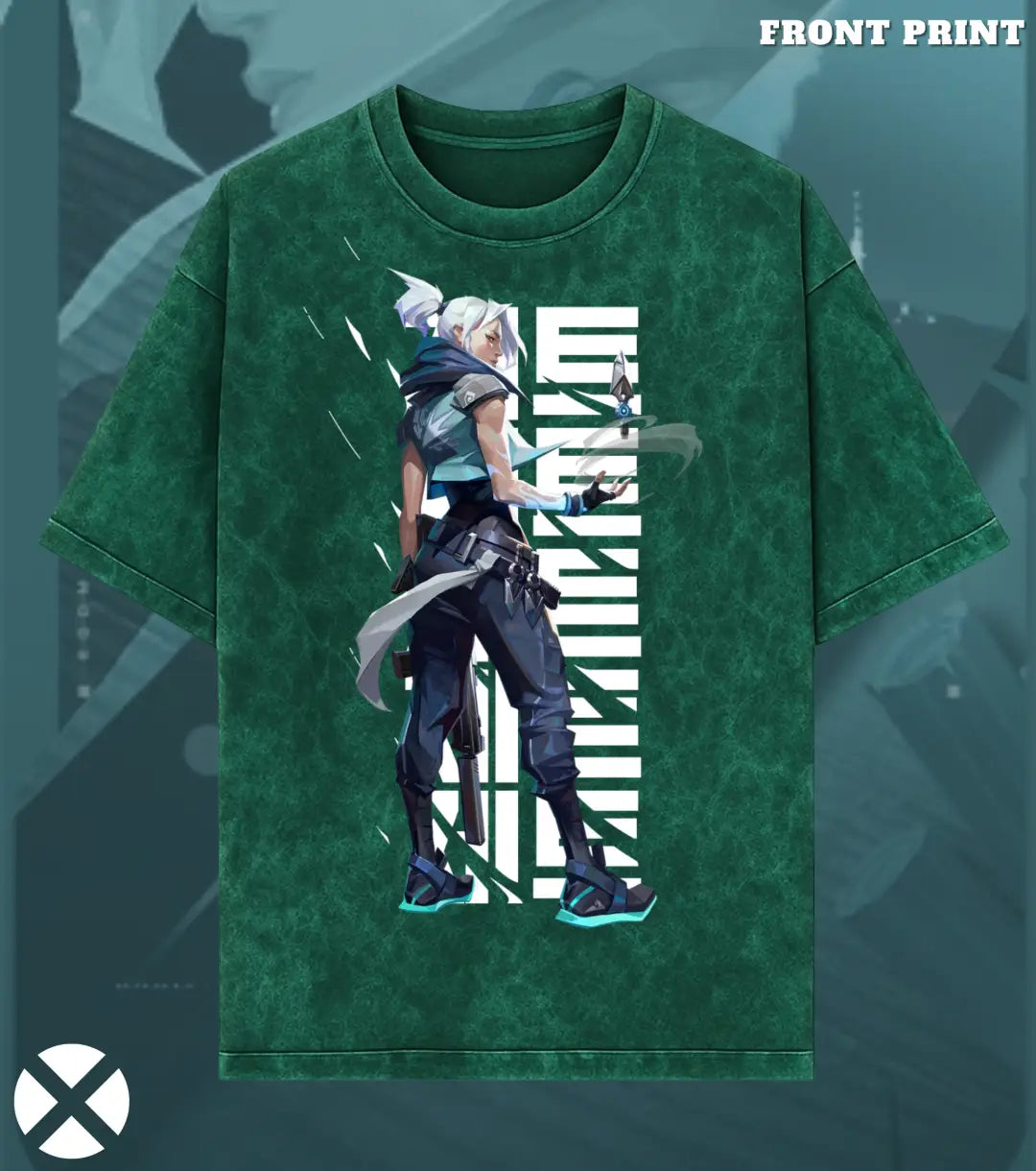 Jett – Stormchaser Valorant Acid Wash Tee | Bold Gamer Streetwear - Valorant