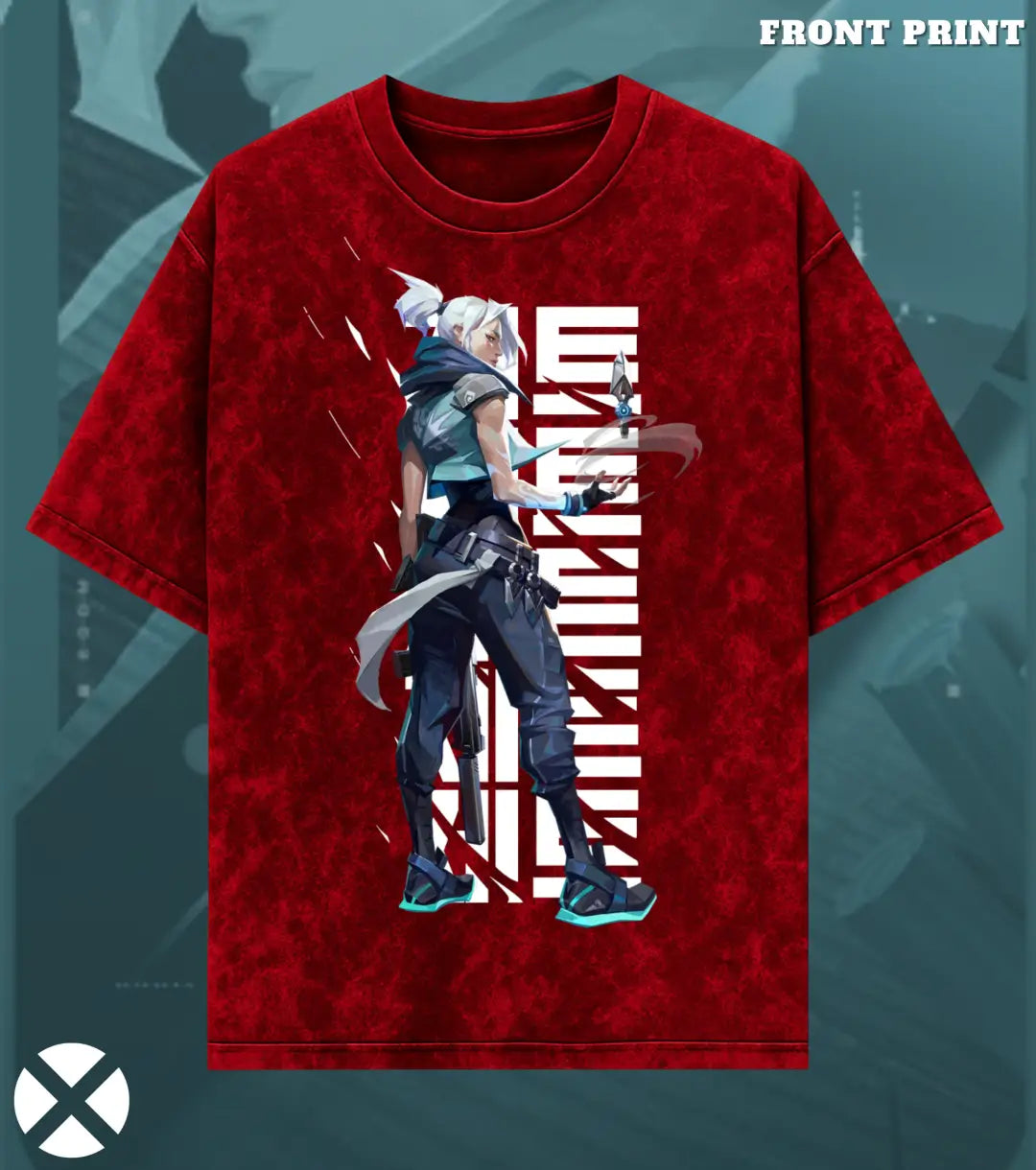 Jett – Stormchaser Valorant Acid Wash Tee | Bold Gamer Streetwear - Valorant