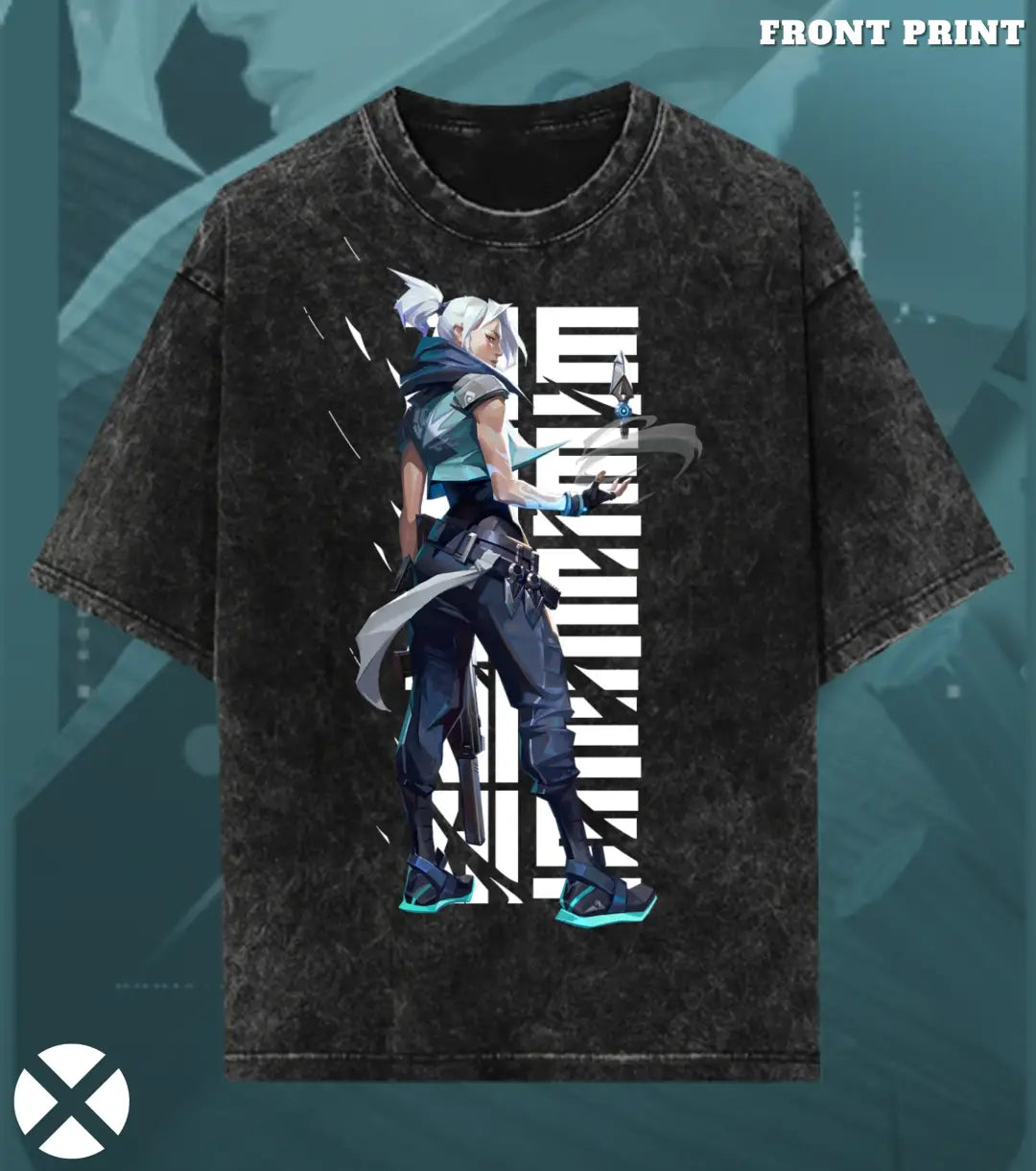 Jett – Stormchaser Valorant Acid Wash Tee | Bold Gamer Streetwear - Valorant