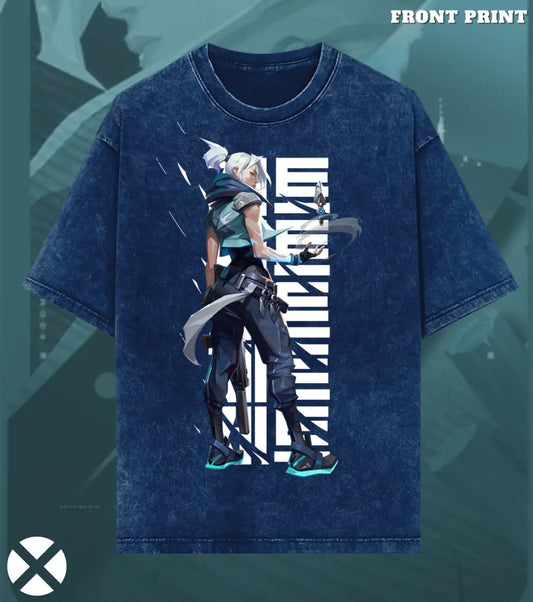 Jett – Stormchaser Valorant Acid Wash Tee | Bold Gamer Streetwear - Valorant