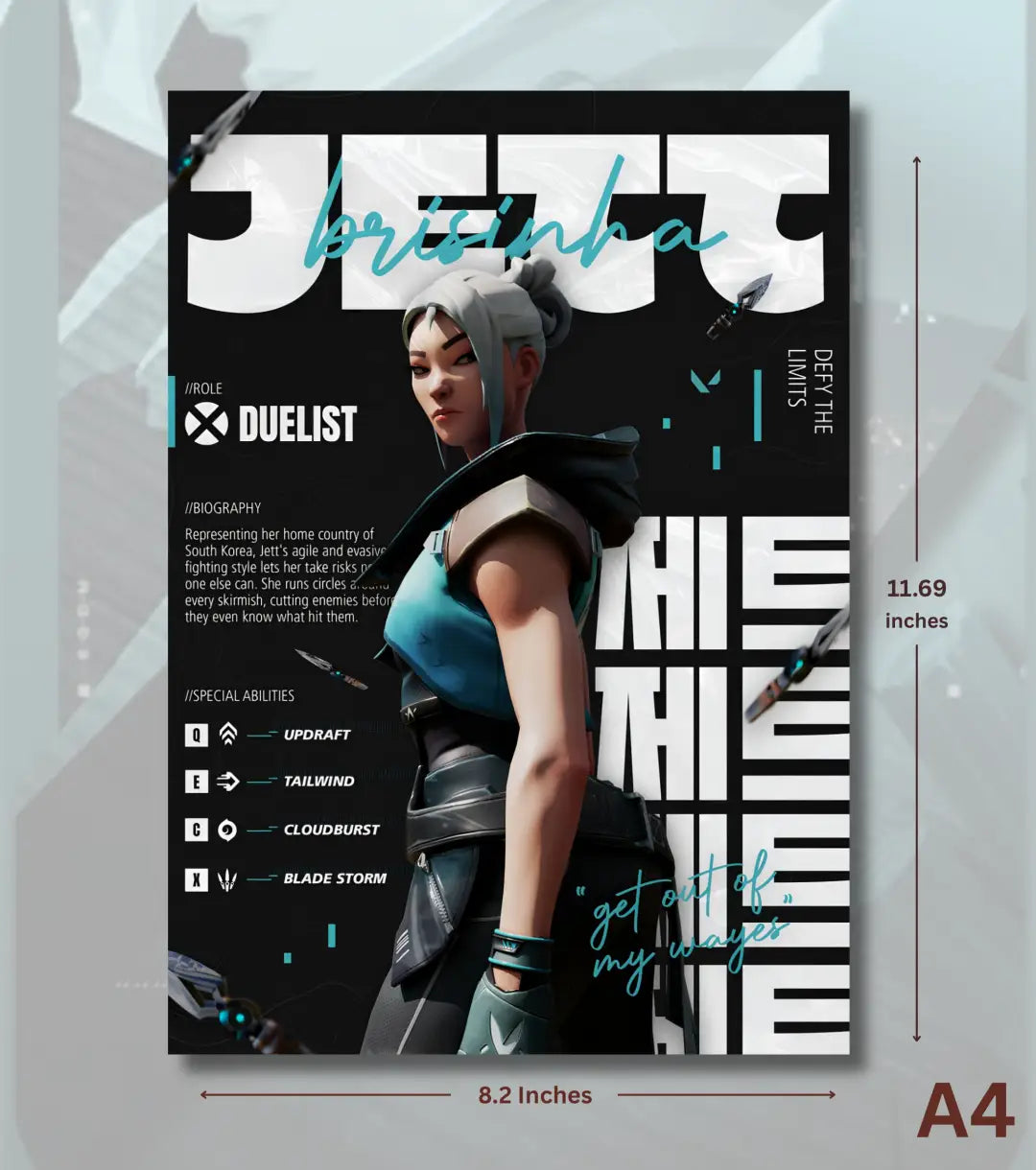 Jett Valorant Poster – Swift Precision Wall Art | Fast Fearless Iconic - A4 - Valorant