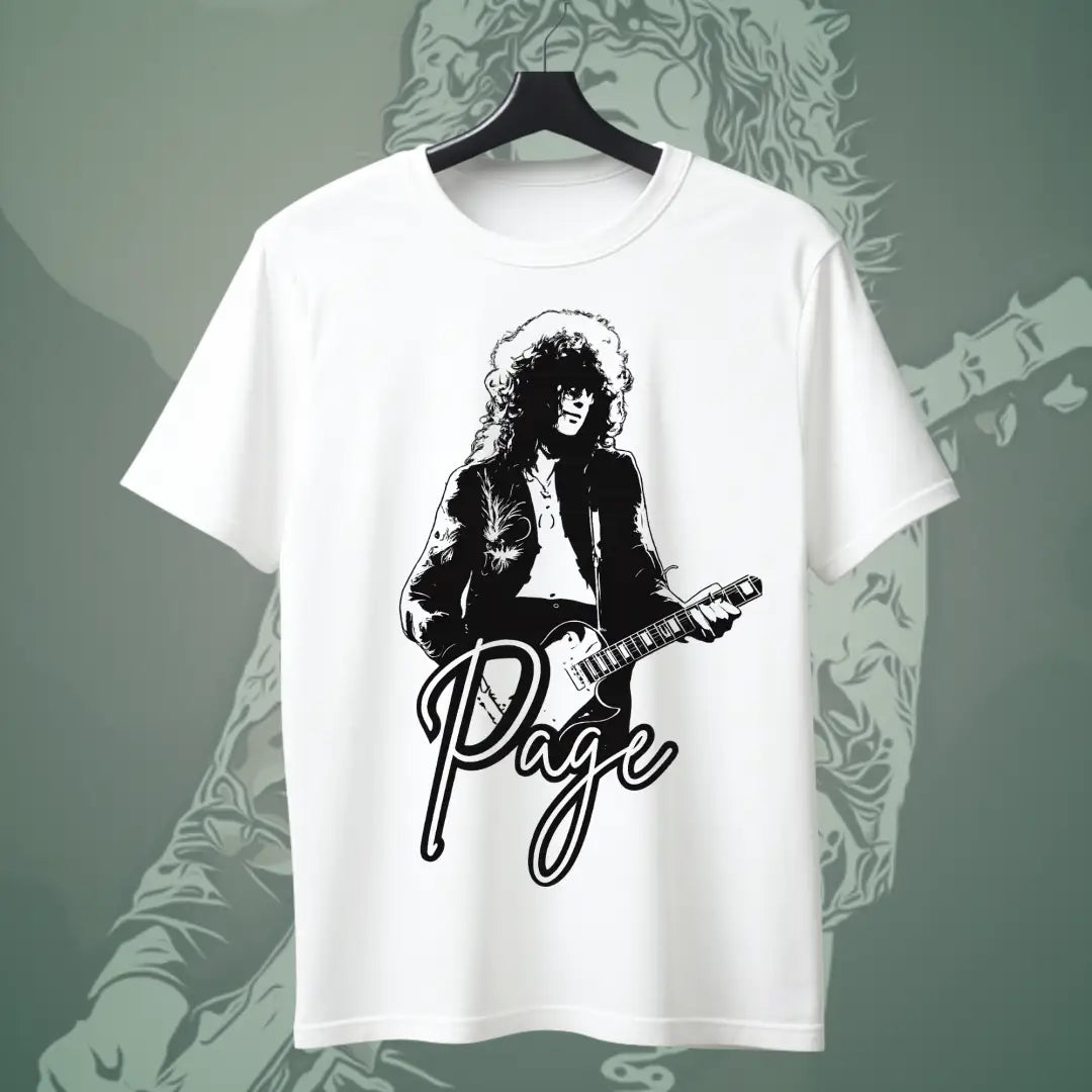 Jimmy Page Guitar Legend Tee - White / S - Music Enthusiast
