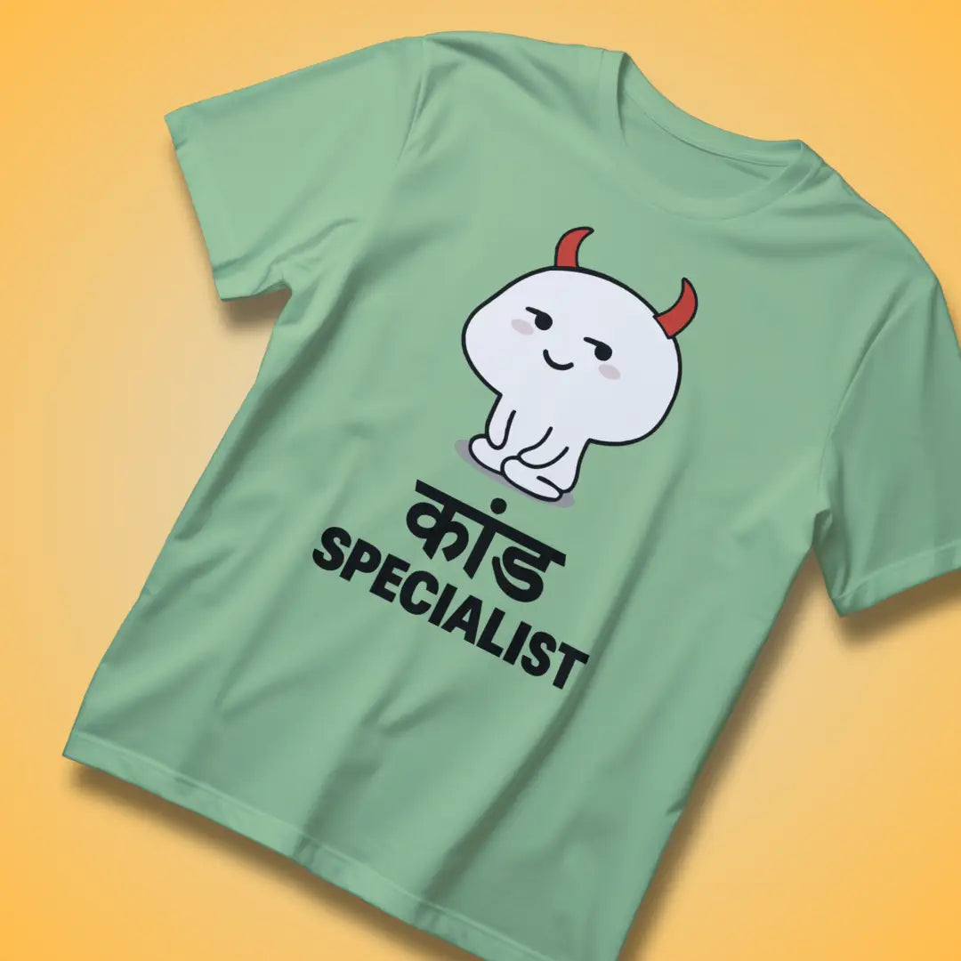 Kaand Specialist – Funny Desi Devil Cartoon T-Shirt for Mischief Makers - lime green / S