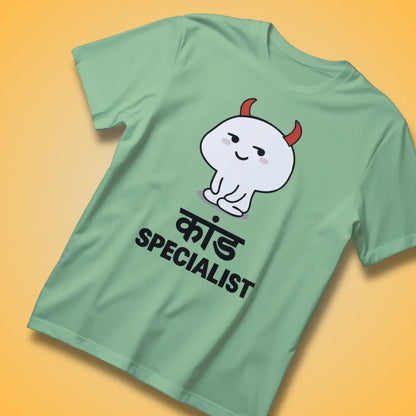 Kaand Specialist – Funny Desi Devil Cartoon T-Shirt for Mischief Makers - lime green / S