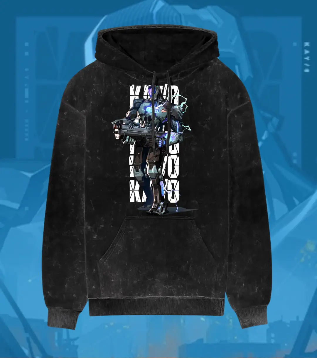 KAY/O – Suppression Protocol Valorant Acid Wash Hoodie | Premium Gamer Streetwear - Black / XS - Valorant