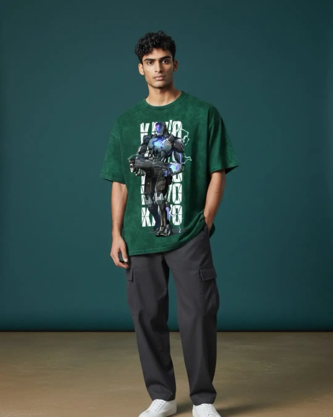 KAY/O – Suppression Protocol Valorant Acid Wash Tee | Bold Gamer Streetwear - Bottle Green / XS - Valorant