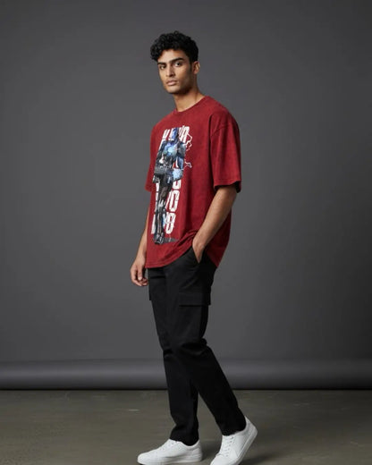 KAY/O – Suppression Protocol Valorant Acid Wash Tee | Bold Gamer Streetwear - Maroon / XS - Valorant