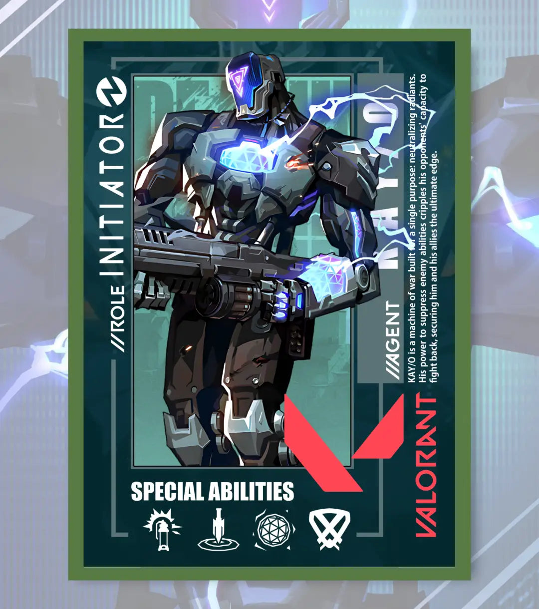 KAY/O Valorant Poster – Razor Focus Wall Art | Built for Tactical Impact - A4 / Bottle Green - Valorant