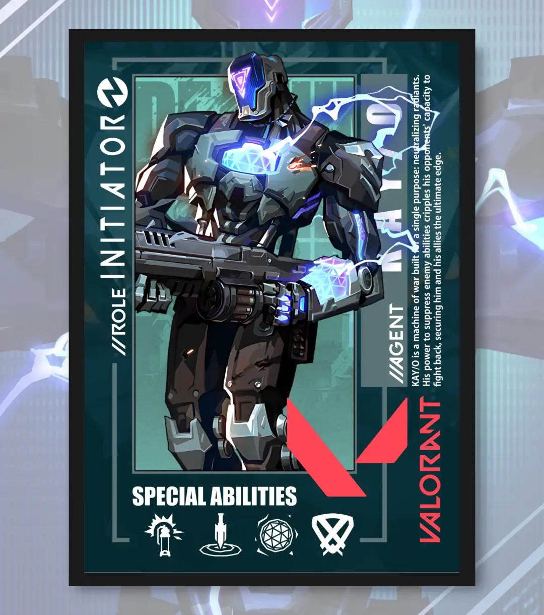 KAY/O Valorant Poster – Razor Focus Wall Art | Built for Tactical Impact - A4 / Black Frame - Valorant
