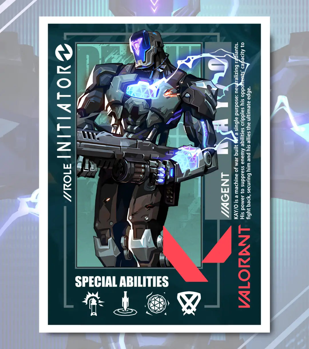 KAY/O Valorant Poster – Razor Focus Wall Art | Built for Tactical Impact - A4 / White frame - Valorant