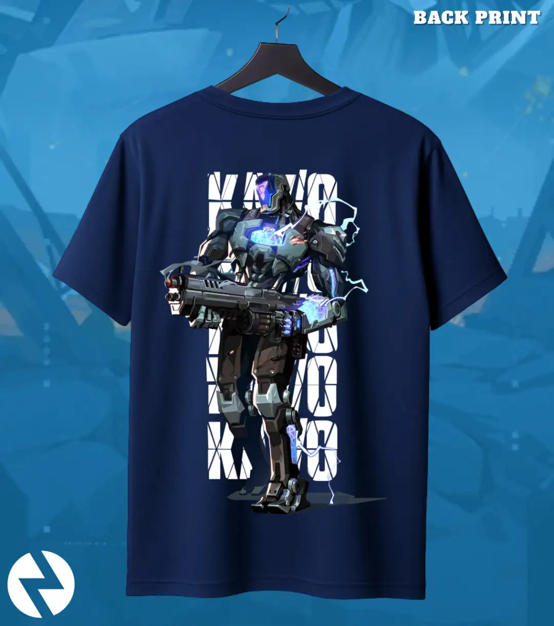 KAY/O - Zero Threat Valorant T Shirt | War Machine Tee - Back (Dual Print) / Navy / S - Valorant