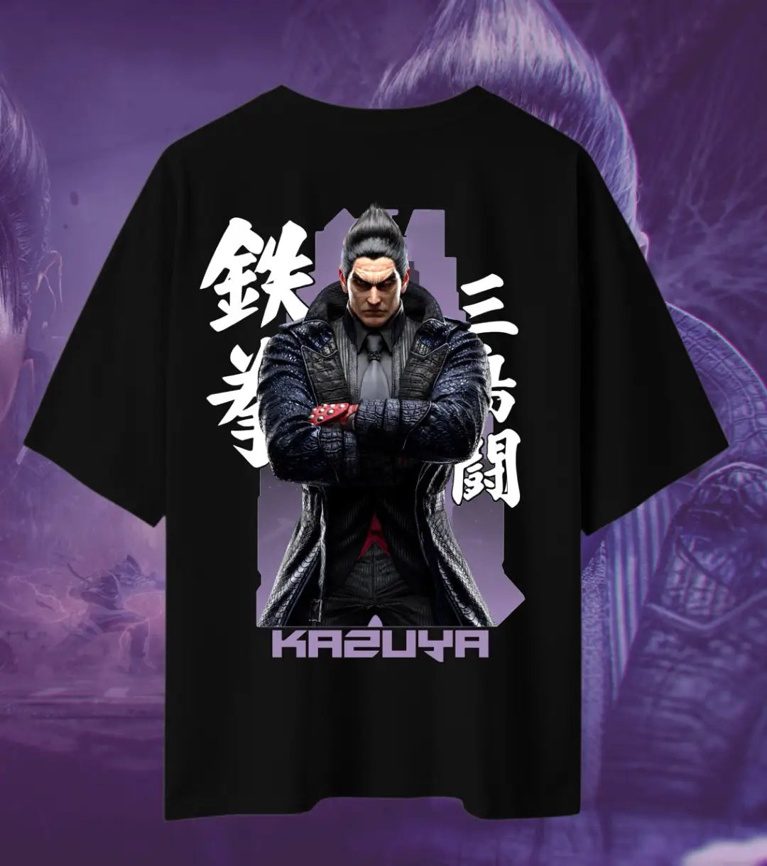 Kazuya Mishima Tekken T-Shirt | Devil Gene Gaming Tee | Oversized Tee - 180GSM / Black / S - Tekken