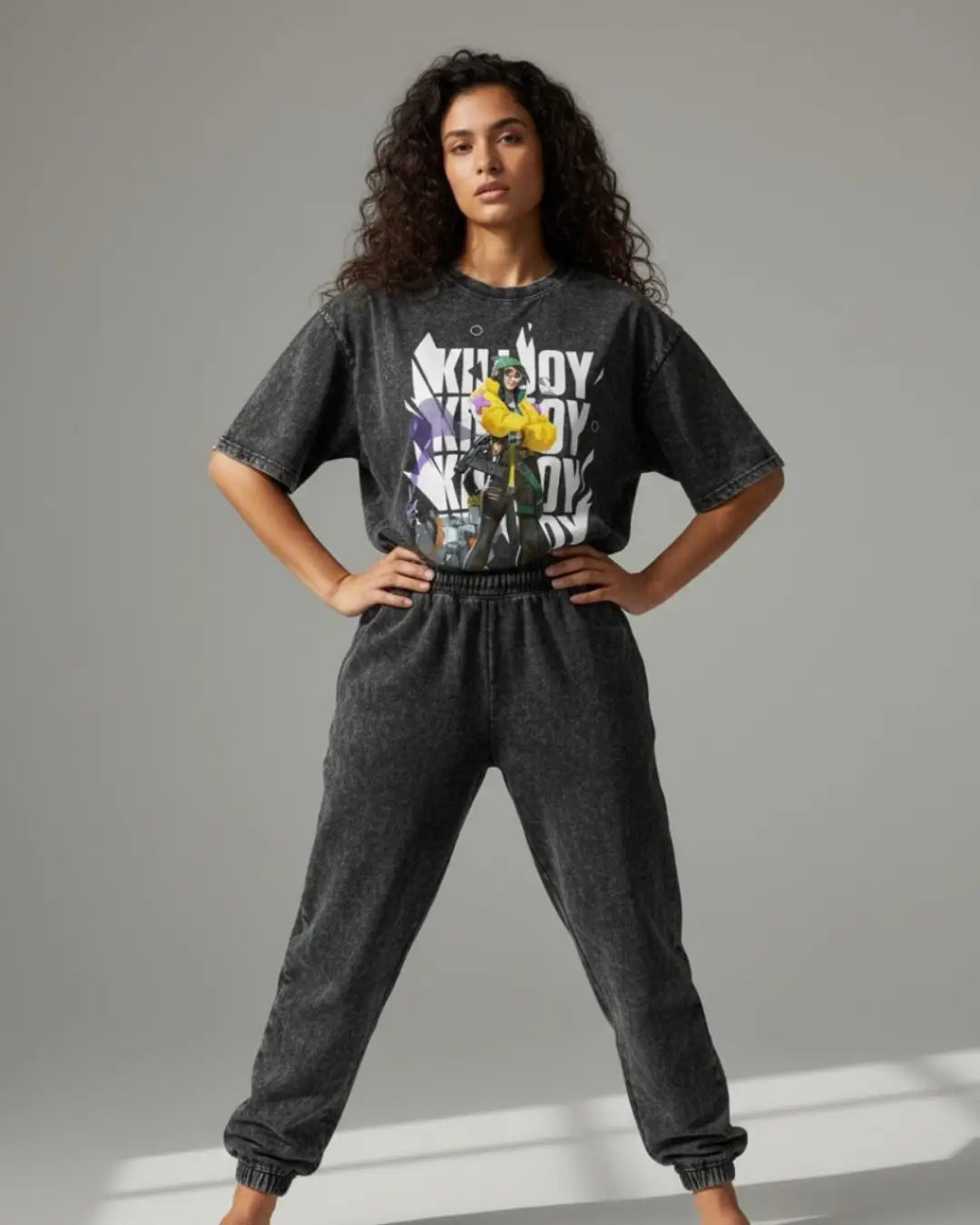 Killjoy – Tech Genius Valorant Acid Wash Tee | Bold Gamer Streetwear - Black / XS - Valorant