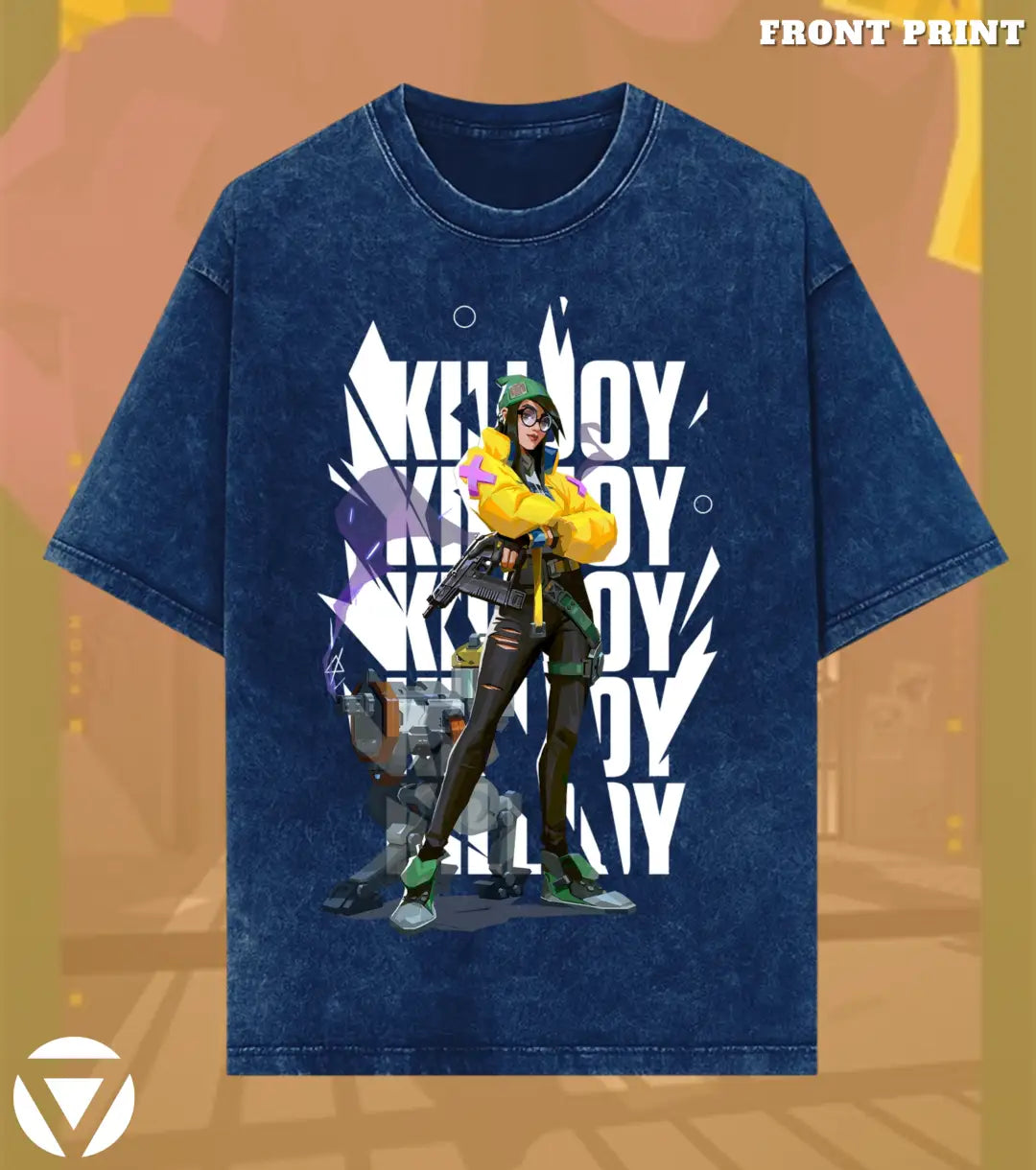 Killjoy – Tech Genius Valorant Acid Wash Tee | Bold Gamer Streetwear - Valorant