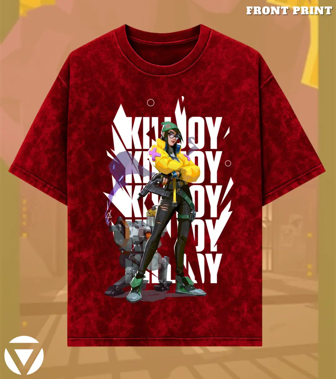 Killjoy – Tech Genius Valorant Acid Wash Tee | Bold Gamer Streetwear - Valorant