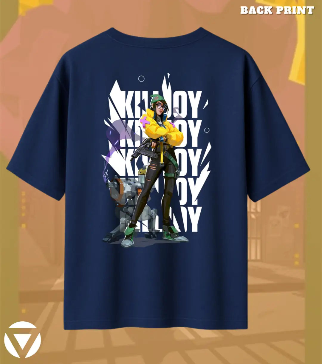 Killjoy – Tech Genius Valorant Oversized T Shirt | Heavyweight Streetwear - Navy / XS / 180GSM - Valorant