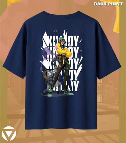 Killjoy – Tech Genius Valorant Oversized T Shirt | Heavyweight Streetwear - Navy / XS / 180GSM - Valorant