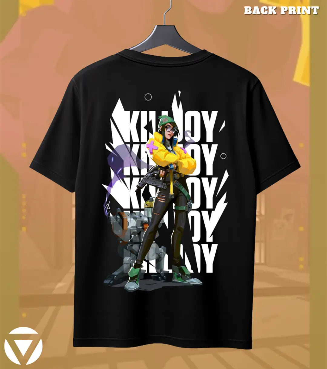 Killjoy - Tech Prodigy Valorant T Shirt | Build Trap Win Tee - Back (Dual Print) / Black / S - Valorant