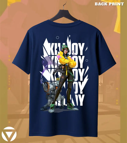 Killjoy - Tech Prodigy Valorant T Shirt | Build Trap Win Tee - Back (Dual Print) / Navy / S - Valorant