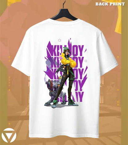 Killjoy - Tech Prodigy Valorant T Shirt | Build Trap Win Tee - Back (Dual Print) / White / S - Valorant