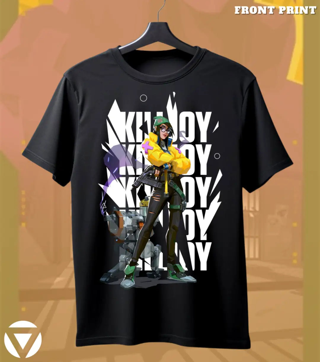 Killjoy - Tech Prodigy Valorant T Shirt | Build Trap Win Tee - Front Only / Black / S - Valorant