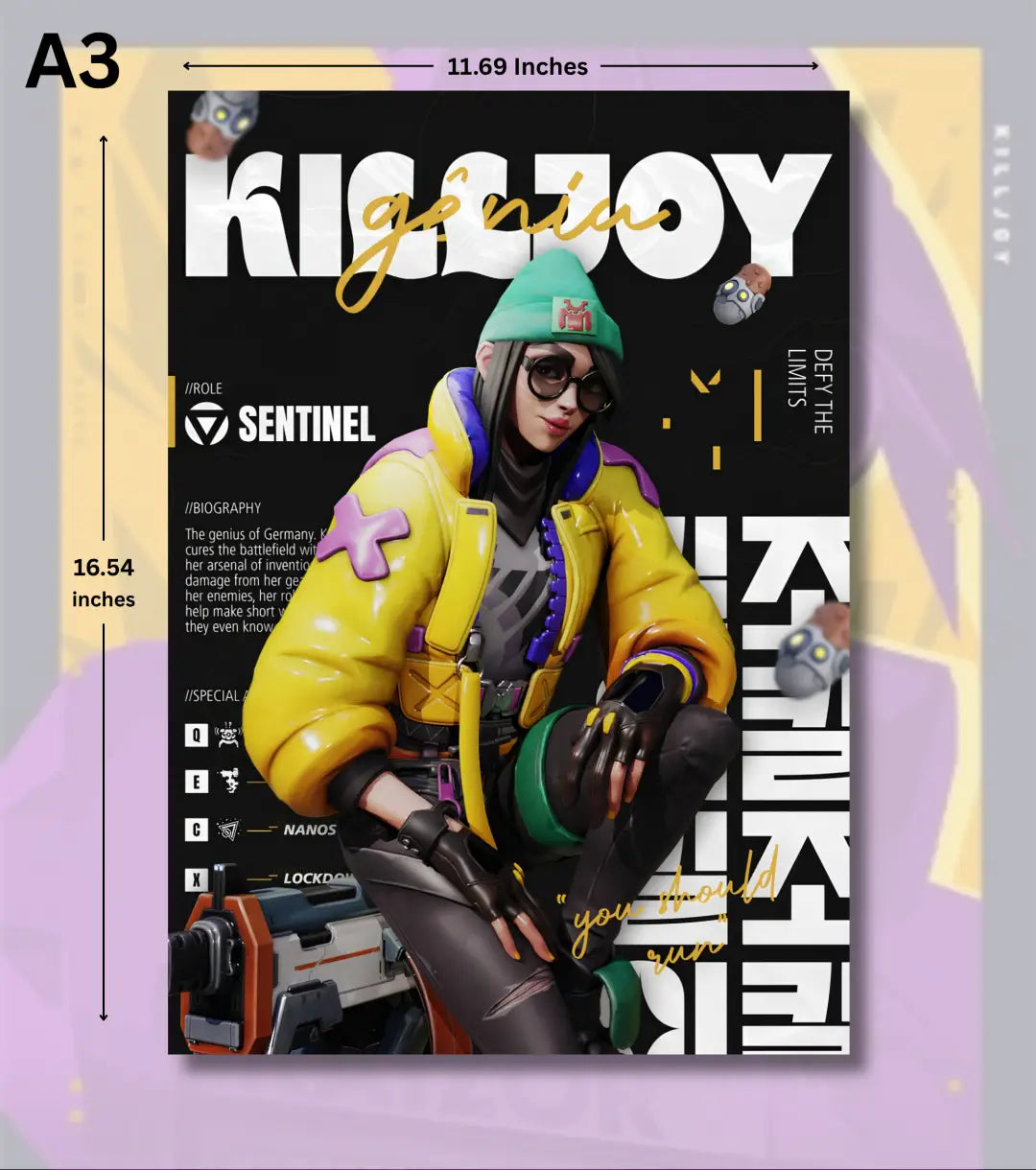 Killjoy Valorant Poster – Tech Genius Wall Art | Smart Design Sharp Detail - A3 - Valorant