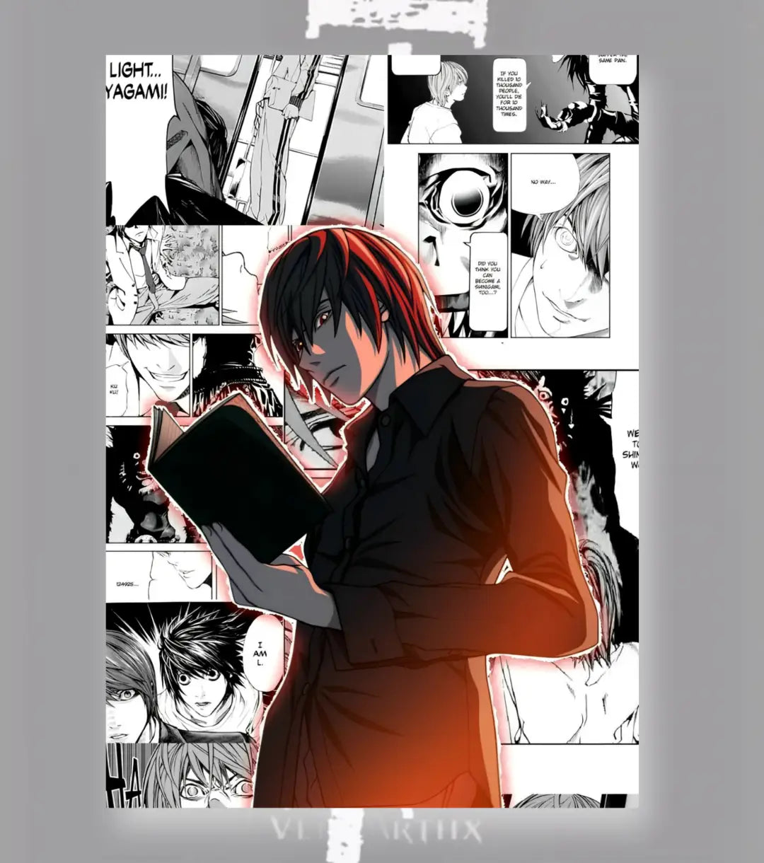 Kira Awakening Poster – Light Yagami Death Note Minimal Manga Art | Premium Anime Wall Print - A4 / Unframed - Death