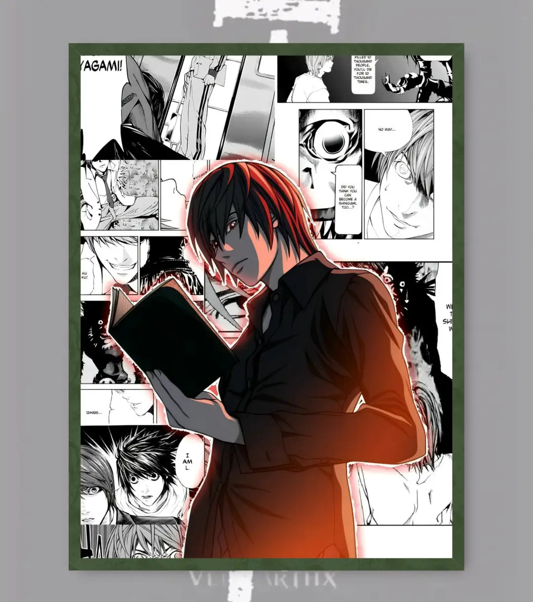 Kira Awakening Poster – Light Yagami Death Note Minimal Manga Art | Premium Anime Wall Print - A4 / Bottle Green