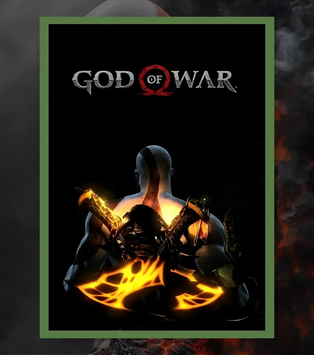 Kratos Blades Poster – Dark Fire Edition | God of War | A3 / A4 - A4 / Bottle Green - God of War