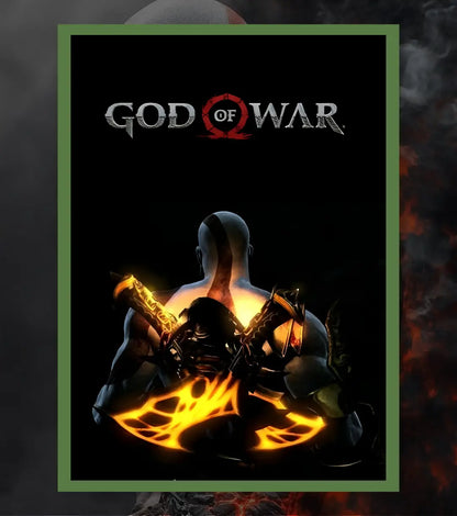 Kratos Blades Poster – Dark Fire Edition | God of War | A3 / A4 - A4 / Bottle Green - God of War