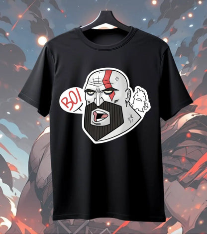 Kratos “BOI” Graphic Oversized T-Shirt – Minimal Gamer Streetwear Tee for Men - Front Only / Black / S - God of War