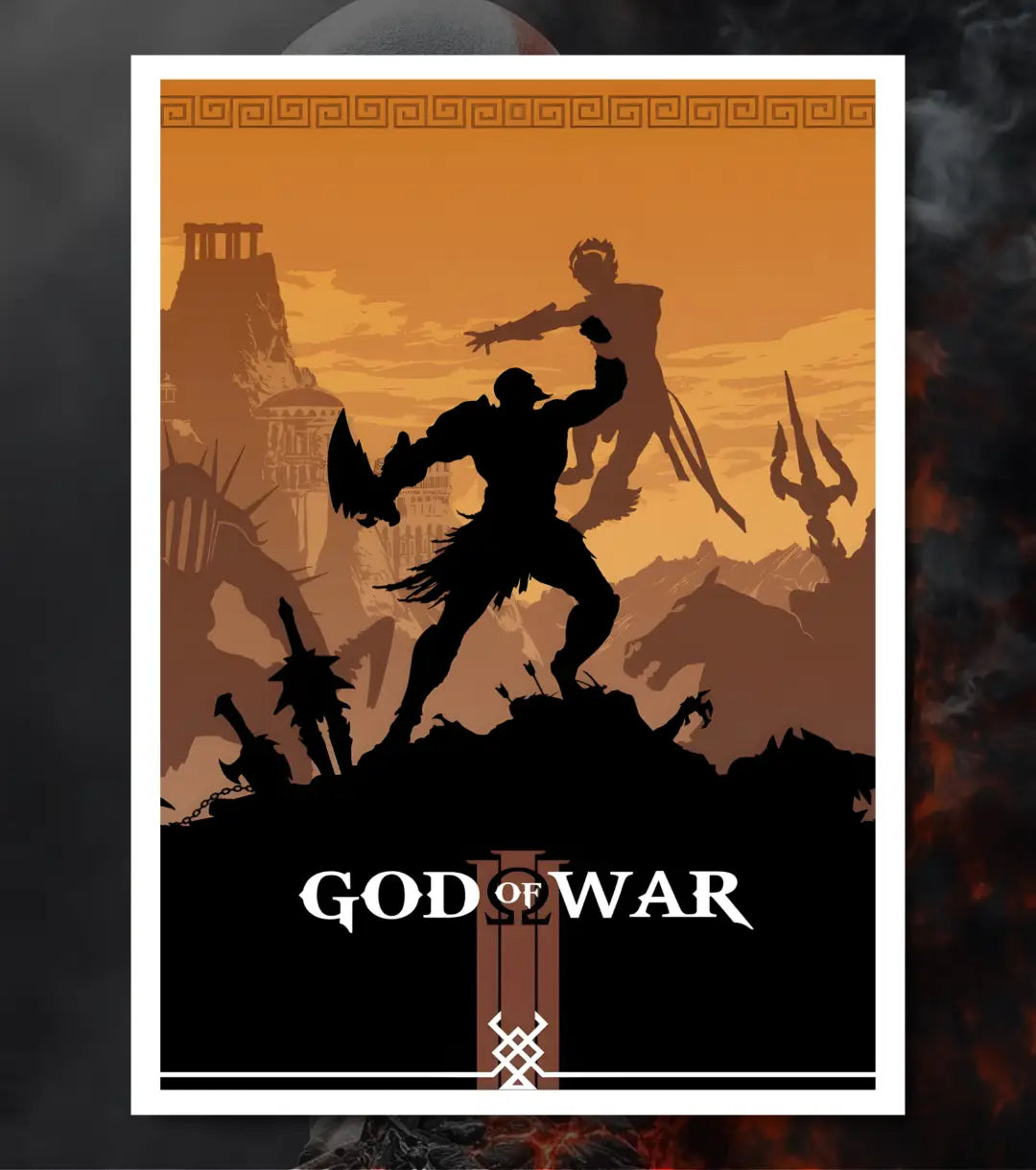 Kratos God of War Poster – Spartan Warrior Artwork | A3 A4 Matte Gaming Poster Bowchika - A4 / White frame - God of War