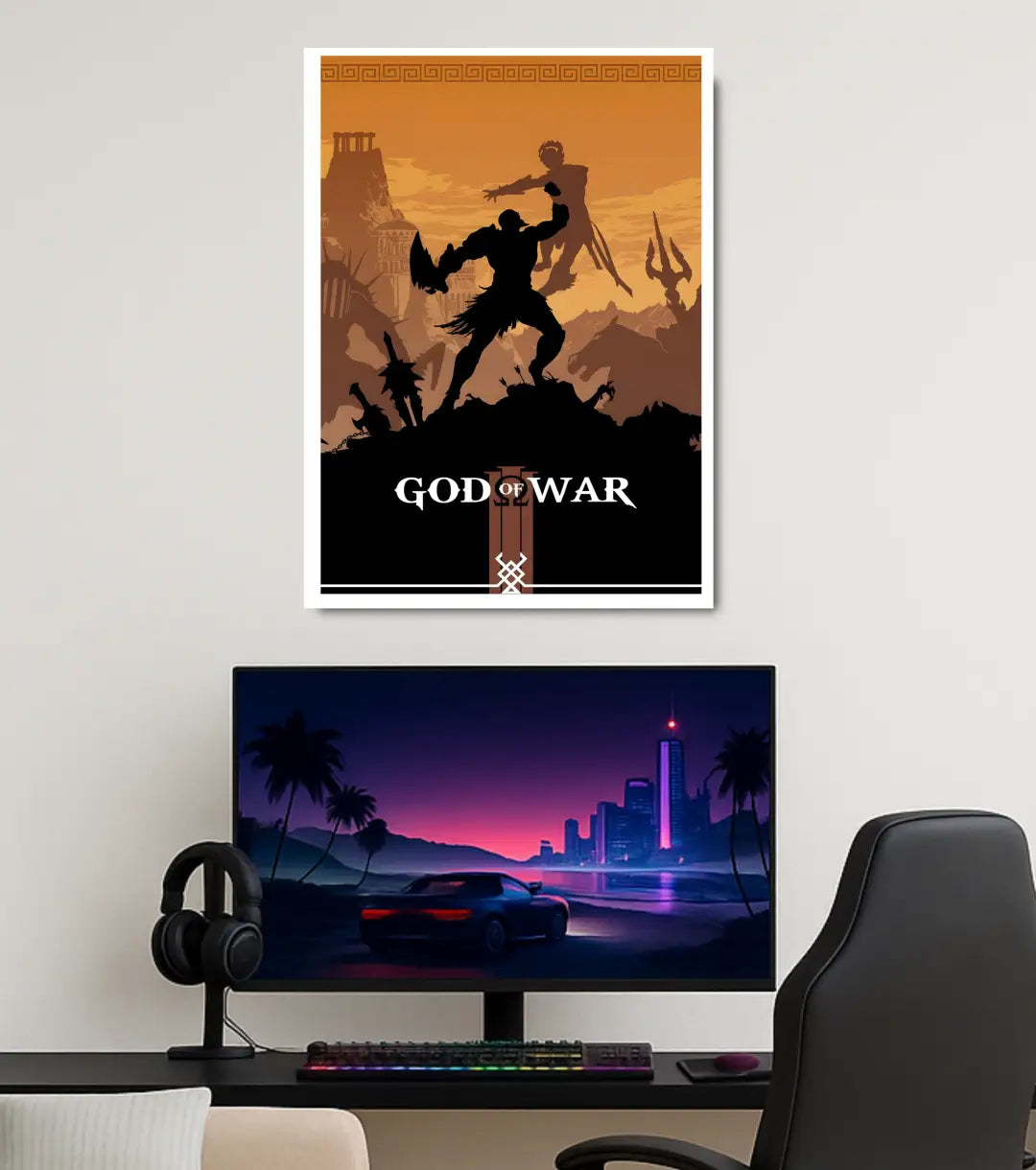 Kratos God of War Poster – Spartan Warrior Artwork | A3 A4 Matte Gaming Poster Bowchika - God of War